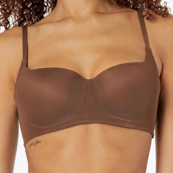 Steve Madden Women's Mesh Balconette Bra Brown - Picture 1 of 2